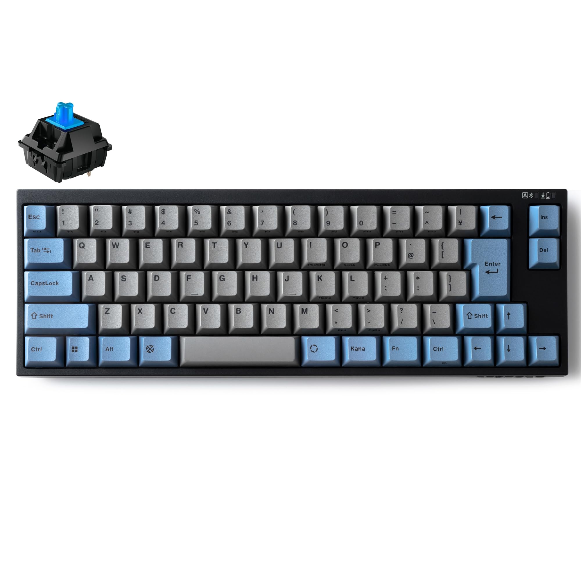 

LEOPOLD FC660MBT GRAYBLUE Keyboard with Japanese Arrow 70 AAA Battery Latest Cherry MX2A Switches Bluetooth/USB-C, Layout, Kana-less, Keys, Compact,