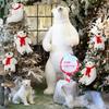 Christmas Polar Bear Plush Ornament White Fluffy Stuffed Animal Cute Winter Tree Decor for Holiday Xmas Party