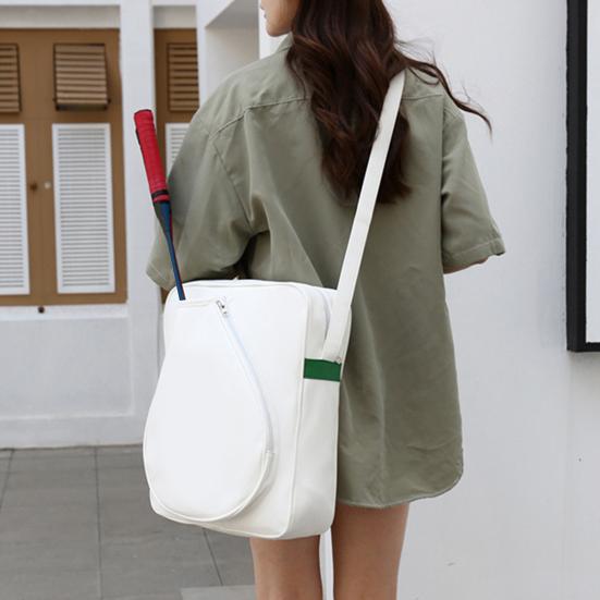 

Yousheng Tennis Bag Tennis Sling Crossbody Bag Large Capacity Faux Leather Racket Bag for Badminton Pickleball Racquets белый