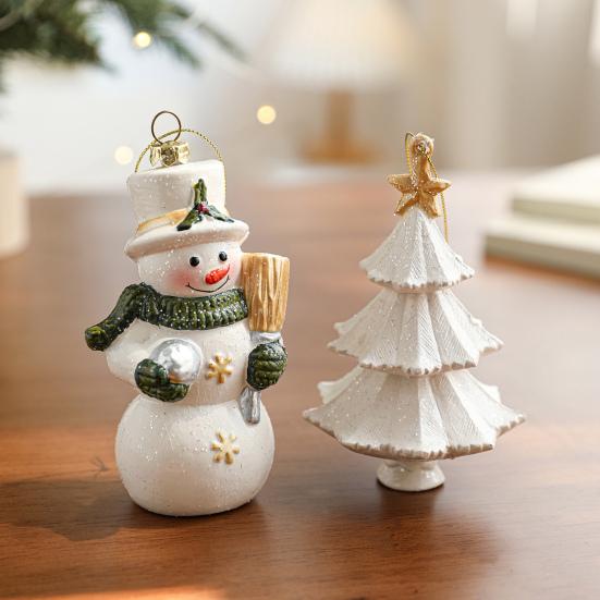 Christmas Ornaments White Plastic Tree/Snowman/Bell/Snowflake/Nutcracker Christmas Tree Ornament for Xmas Home Decor