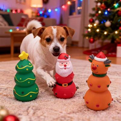Jouets pour chien, Jouets pour animaux de compagnie de Noël en vinyle incassable, Arbre de Noël, Renne, Jouets résistants aux morsures et sonores
