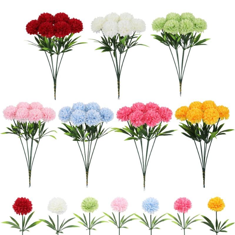 Tianjingeerlishangmaoyouxiangongsi 6Pcs Simulated Flower Ball Chrysanthemum Table Tennis Flower Wedding Scene Arrangement Silk Flower Onion Ball Decorative Ornament Artificial Flower