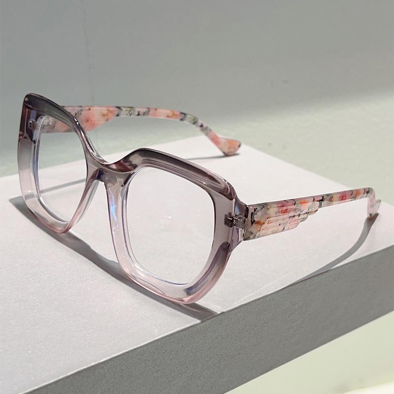 

Big-frame Quadrate Eyewear Women Fashion Candy Color Rim Optical Glass frames Modern Band Design Blue Light Blocking Eyeglasses transparent lenses