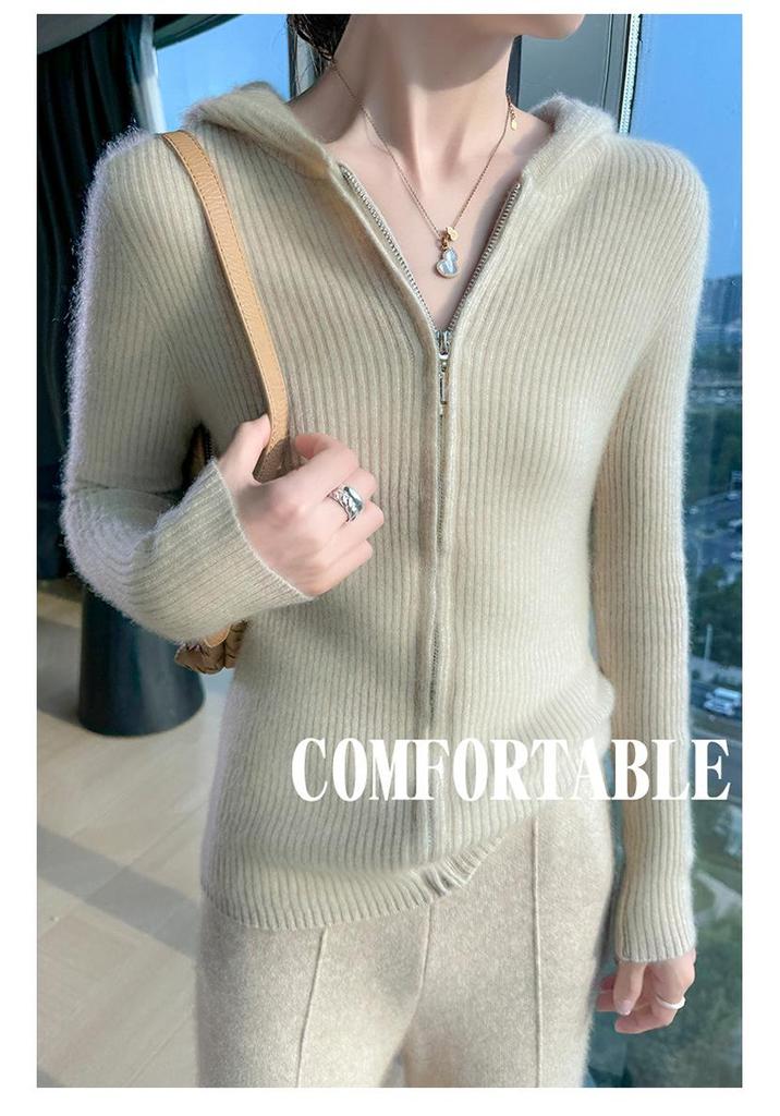 Autumn/Winter 100% Wool Hooded Pullover Sweater: Loose Knit Top Base Layer Hoodie