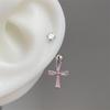 1 Stück Rosa Zirkon Kreuz 316L Edelstahl Ringförmiger Ohrknochennagel Neue Mode U-förmige Ohrringe für Damen Y2K Punk Schmuck