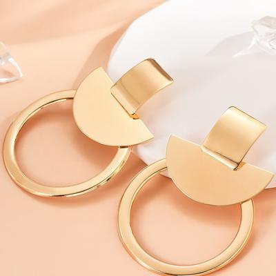 Fashionable Rectangular Semicircle Circle Earrings Punk Drop Earrings For Women Girls