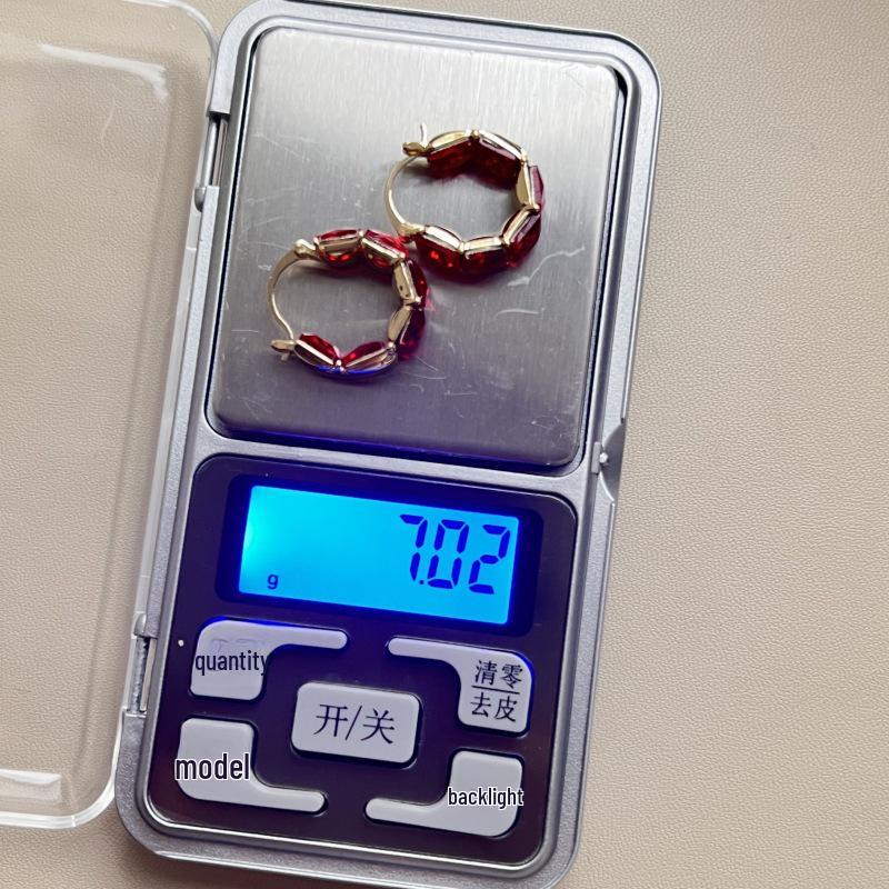 Elegant Angora Red Zircon Square Earrings - Sophisticated and Versatile Design