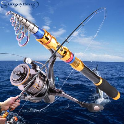 Telescopic Fishing Rod and Reel Combos 1.8m/2.1m Carbon Fiber with Fishing Reel for Sea Fishing