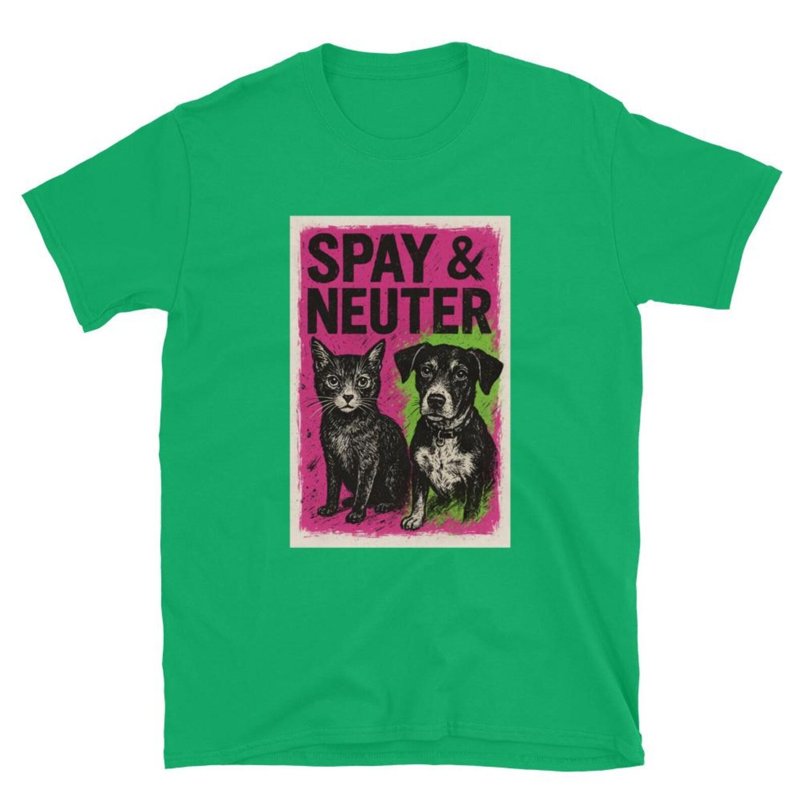 Spay and Neuter Cats and Dogs punk rock design Short-Sleeve Unisex T-Shirt 2XL