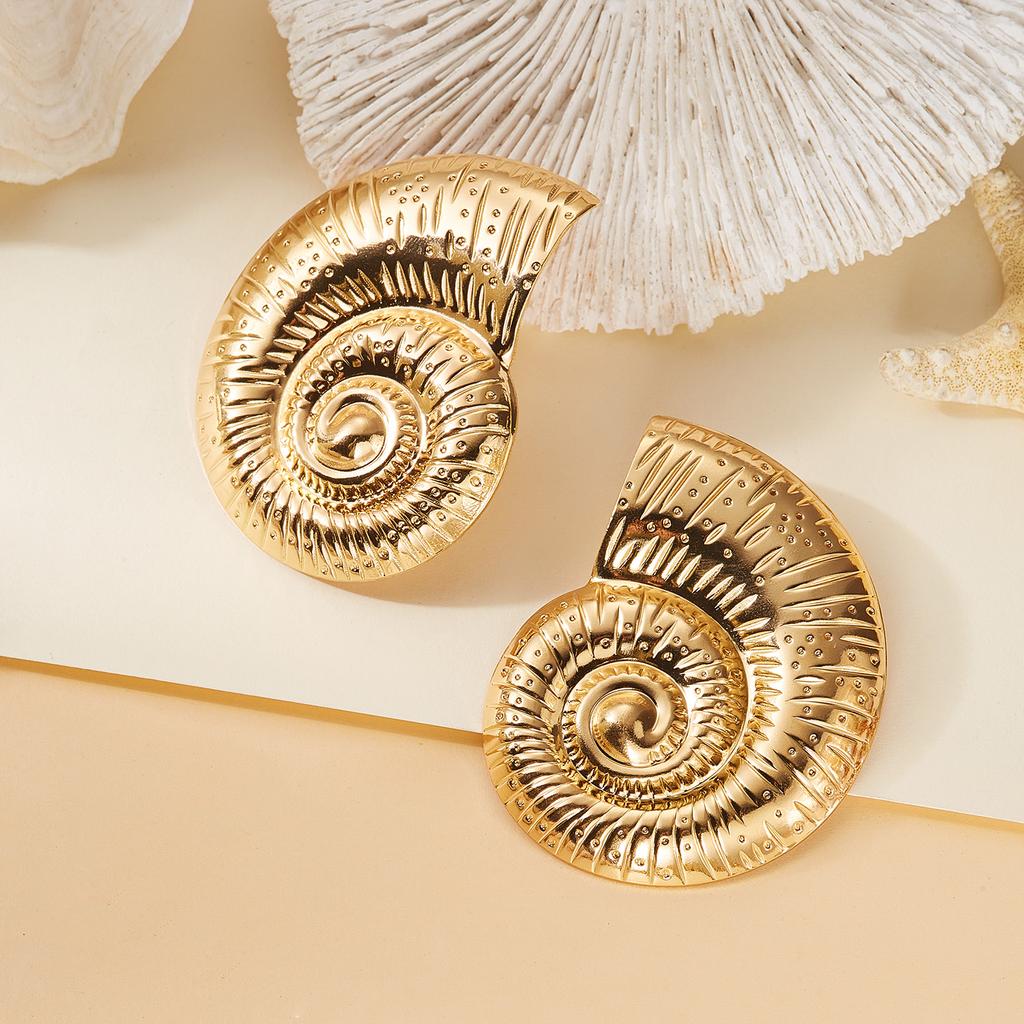 Exaggerated Large Metal Starfish Conch Drop Earrings for Women Ocean Style Long Tassel Piercing Earring Girl Beach Party Jewelry