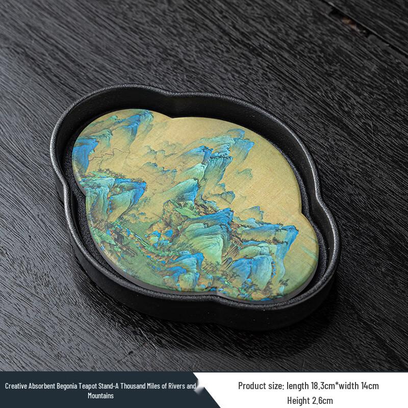 Retro Black Ceramic Water-Absorbing Tea Tray