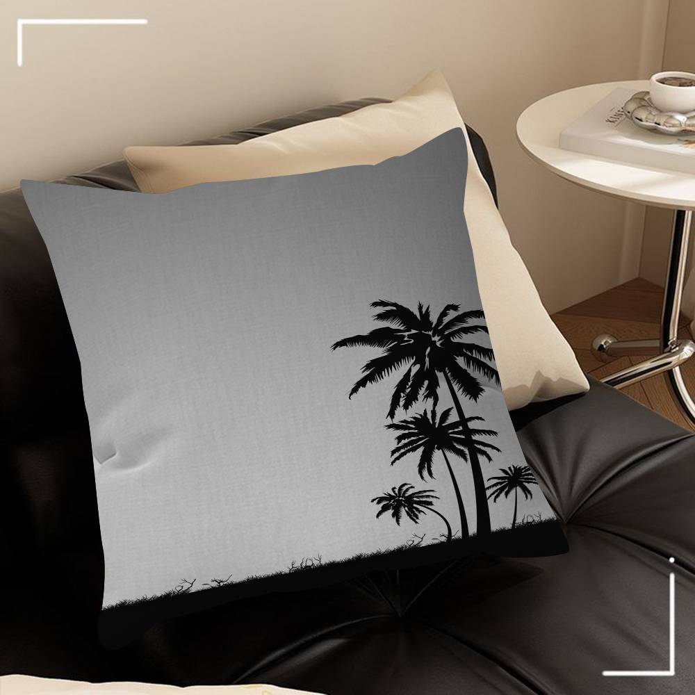 

Black And White Palm Tree Beach Landscape Pillow Cover Design Cushion Cover Decor Holiday Decorati 30x30 cm