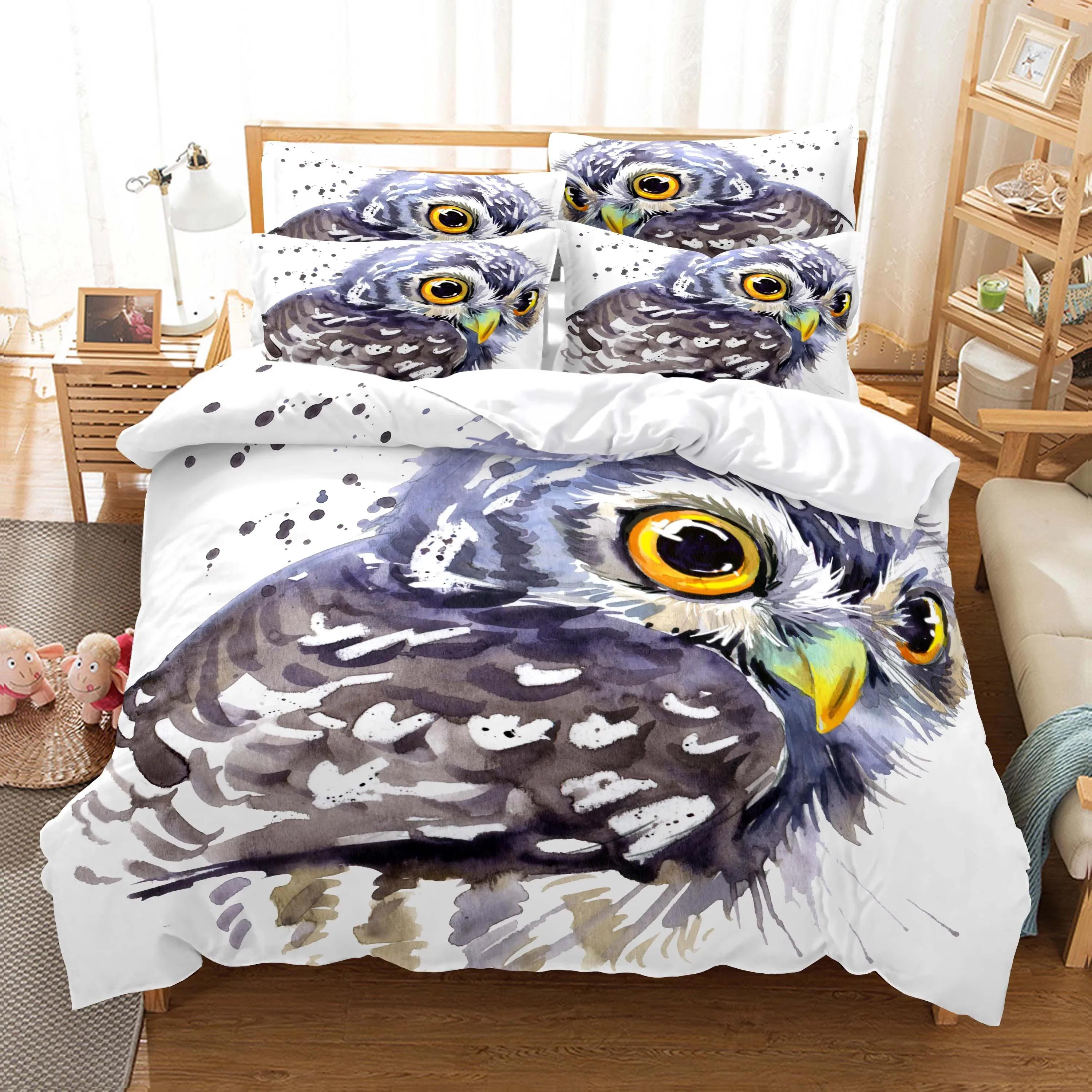 

Ropa De Cama Bed Warm Comforter Set Premium King-Sized Dimensionsd Dimensions Owl Bedclothes Cover Set for Beds Home Textile Double Sized Dimensions 100*200cm Single