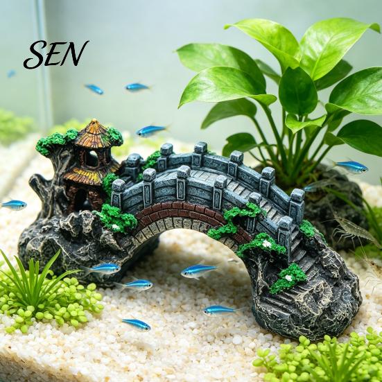 Shrimp Tank Hideout Aquarium Bridge Ornament, Arch Miniature Fish Decor, Non-Toxic Accessories Mini Model for Terrarium, Fairy Garden Reptile
