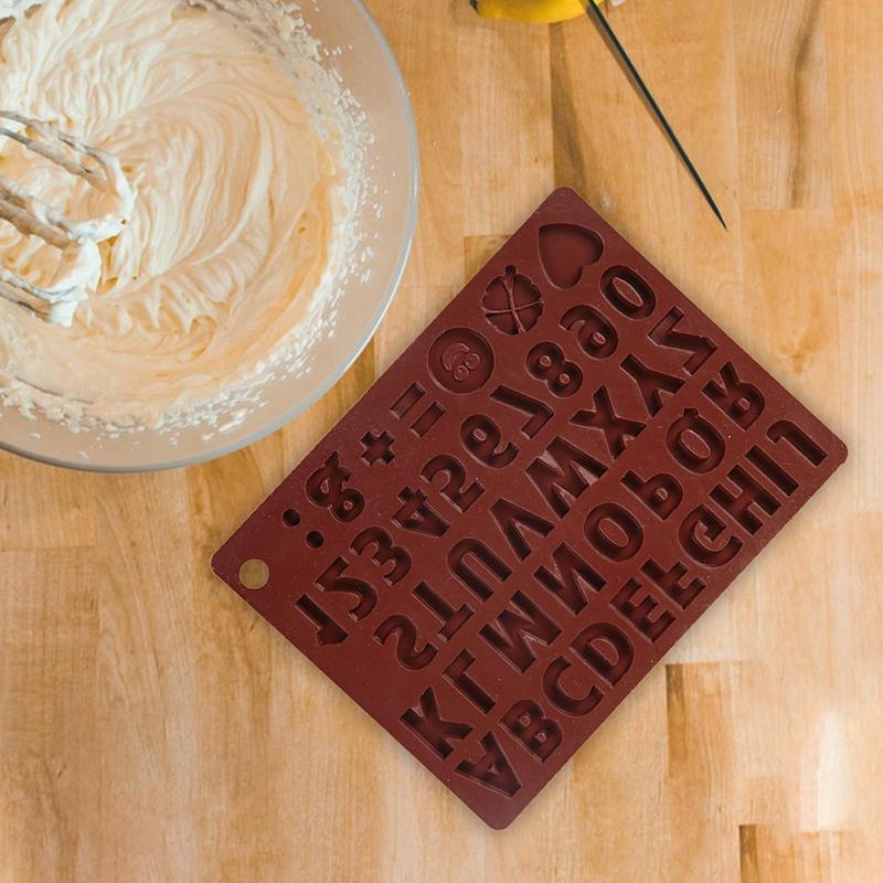English Letter Silicone Chocolate Mold Alphanumeric Candy Biscuit Jelly Ice Baking Mould Cake Decor Soap Candle Making Set Gifts