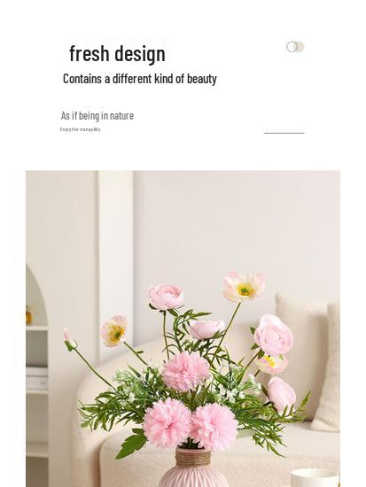Elegant High-End Artificial Flowers with Ceramic Vase Decor – Luxurious Living Room Arrangement