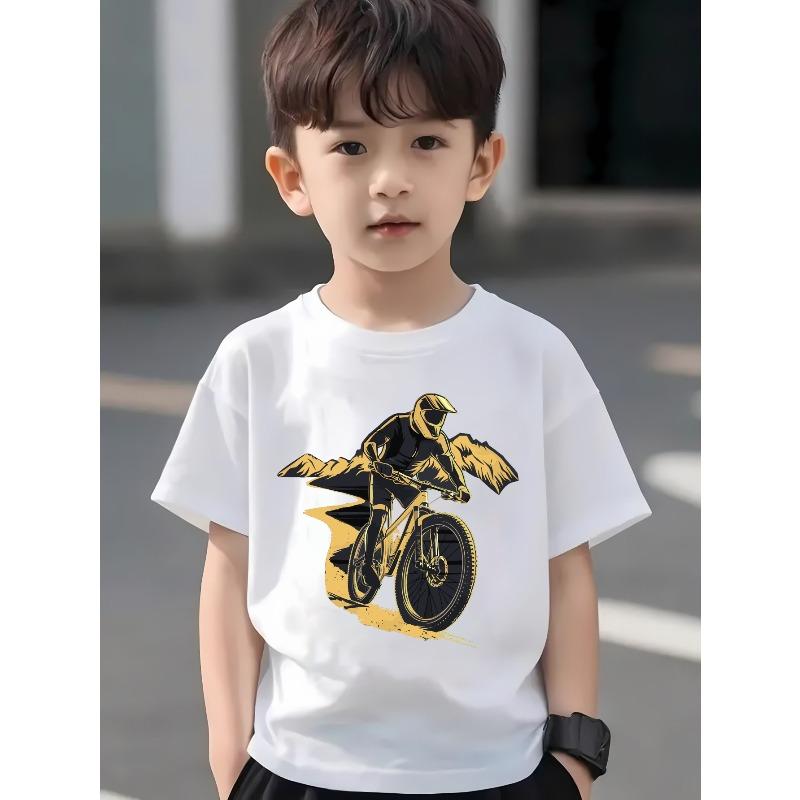 Evropské velikosti Venkovní cyklistické trička pro chlapce, Kreativní trička pro chlapce, Lehká a pohodlná ležérní trička s krátkým rukávem, Letní dětské oblečení