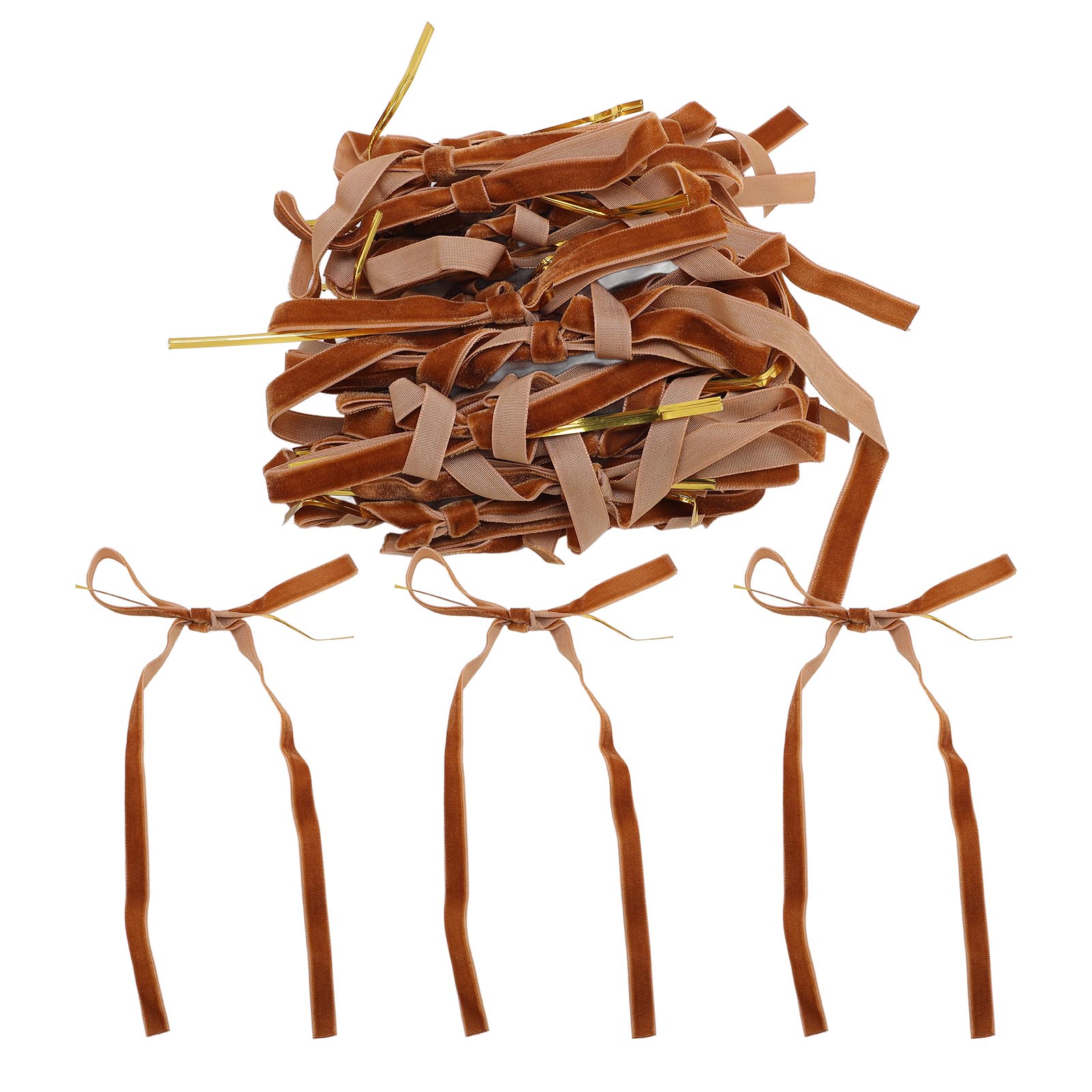 

24pcs Velvet Ribbon Bowknot Garland Wreath Decoration Festive Bow Ties for Gift Flower Handbag Dark Coffee Color