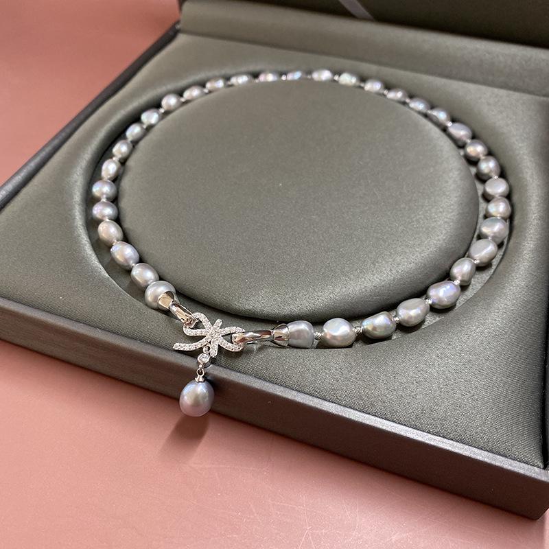 

Цепочка Nable с бантиком и бабочкой из пресноводного инопланетного жемчуга