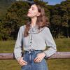 Betu Women's Hand-Embroidered Striped Cotton-Feel Long Sleeve Shirt
