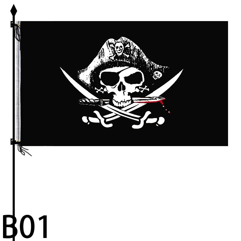 90*150cm Pirate Banner Pirate Theme Birthday Party Decorations Pirate Ship Skull Pennant Flags for Halloween Party Decor Cosplay