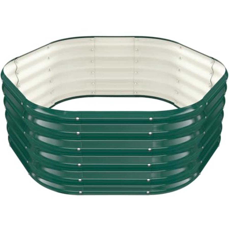 

4FT X 1.5FT Hexagon Raised Garden Bed 48 Inch Diagonal 16.5 Inch Tall Galvanized Steel Planter with Wave-Shaped Panels for Outd United States