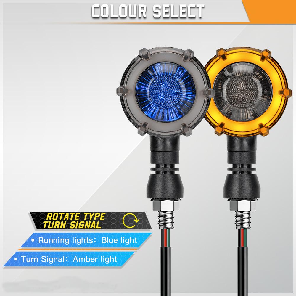 Motorcycle LED Turn Signals Lights Amber Flasher Blinker Lamps Retro Dual-Color Turn Signal Light 12V 10mm Moto Indicator Lamp