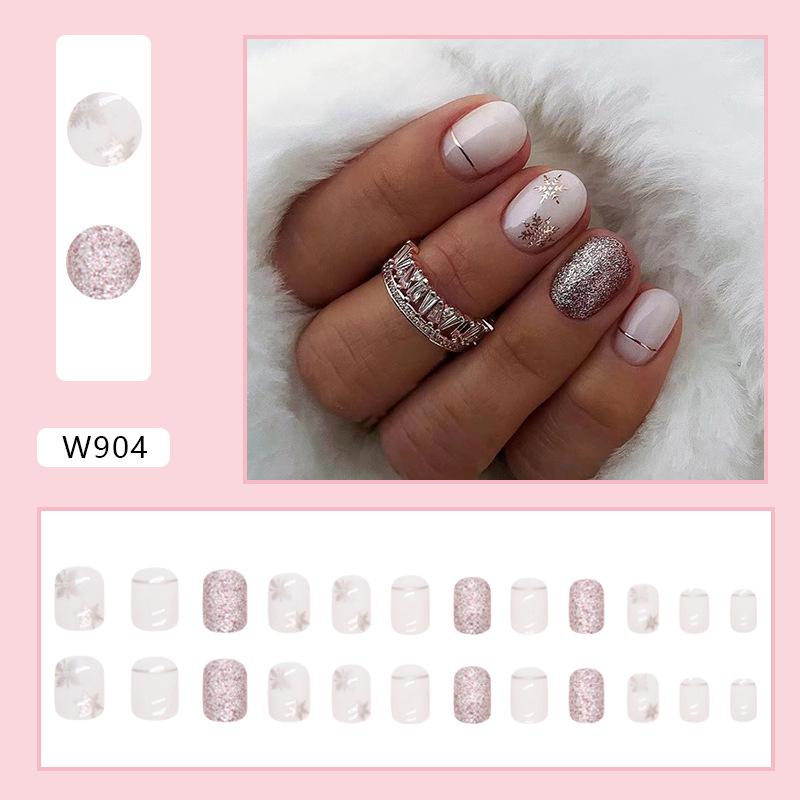 Retro And Elegant Spring And Summer Flower Manicure Fashion European And American Style Almond A Square Nail Piece Finished Product Mixed Batch