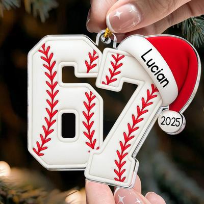 67 Sportliche Ornamente Neuheit Sechs Sieben Weihnachtsbaumschmuck mit Sportball-Thema 2D Acryl Slang Hängedekoration für Sportliebhaber Jugendliche