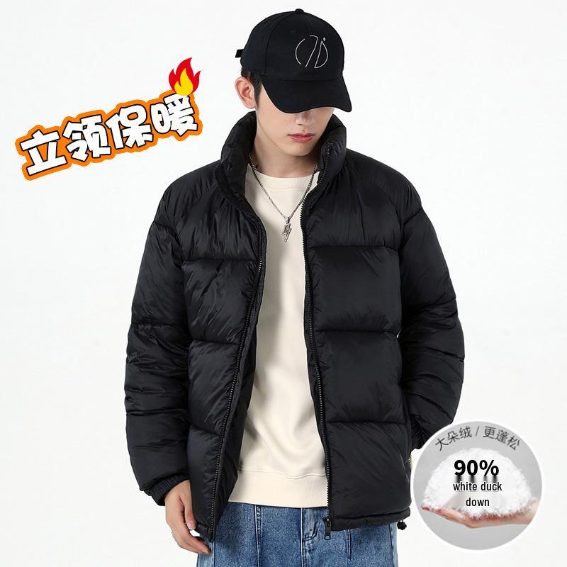 Men's Winter Korean Style Down Jacket - Stand Collar, Fluffy, Warm, and Trendy