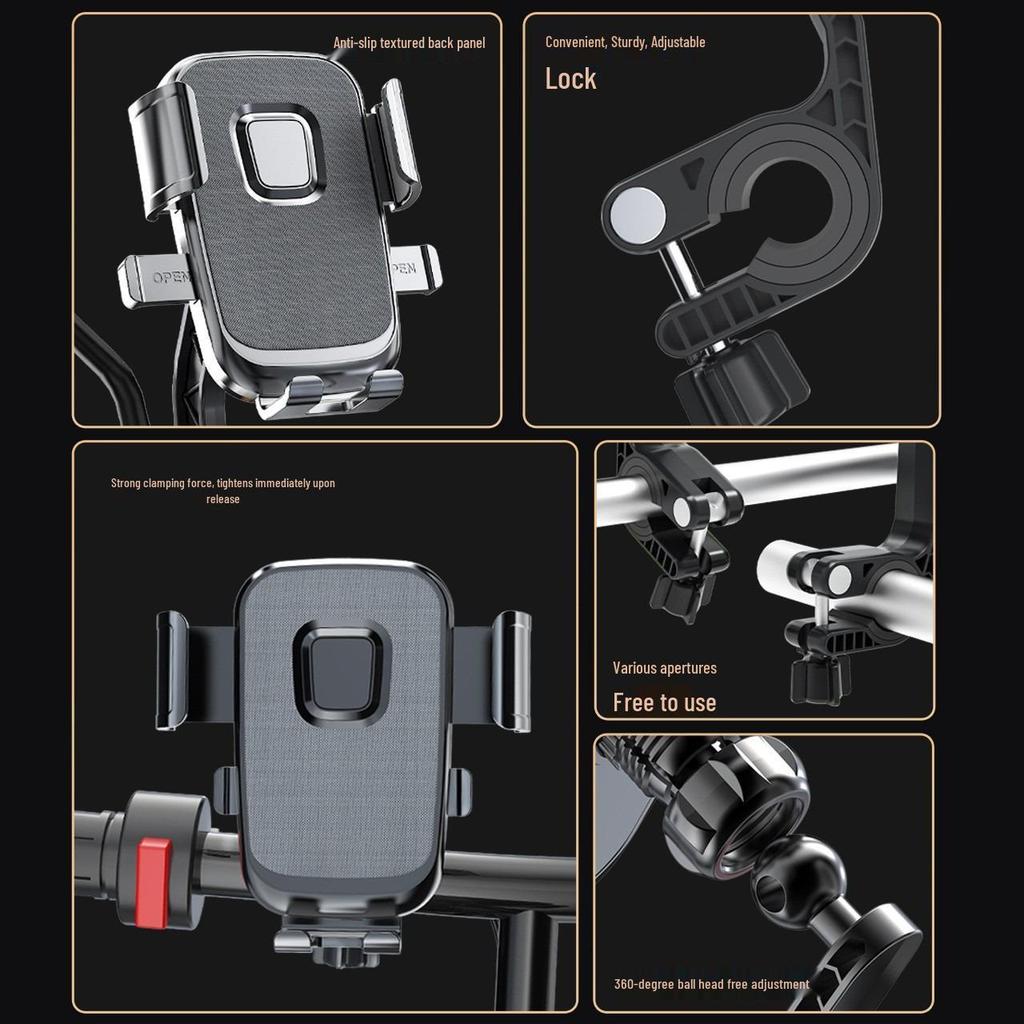 Rotatable Phone Holder & Automatic Lock for Bikes, E-Vehicles, and Motorcycles