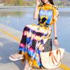 Elegant Summer Casual Dress for Women Vintage Clothes Short Sleeve Loose Long Dress