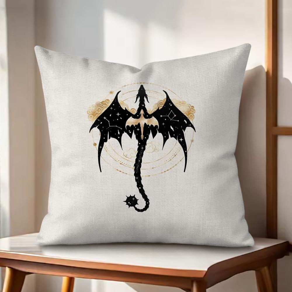 Cartoon WWingS DDragonS Cushion Cover Natural Linen Organic Fabric DoubleSided Printing Couch Pillow Covers Home Decor