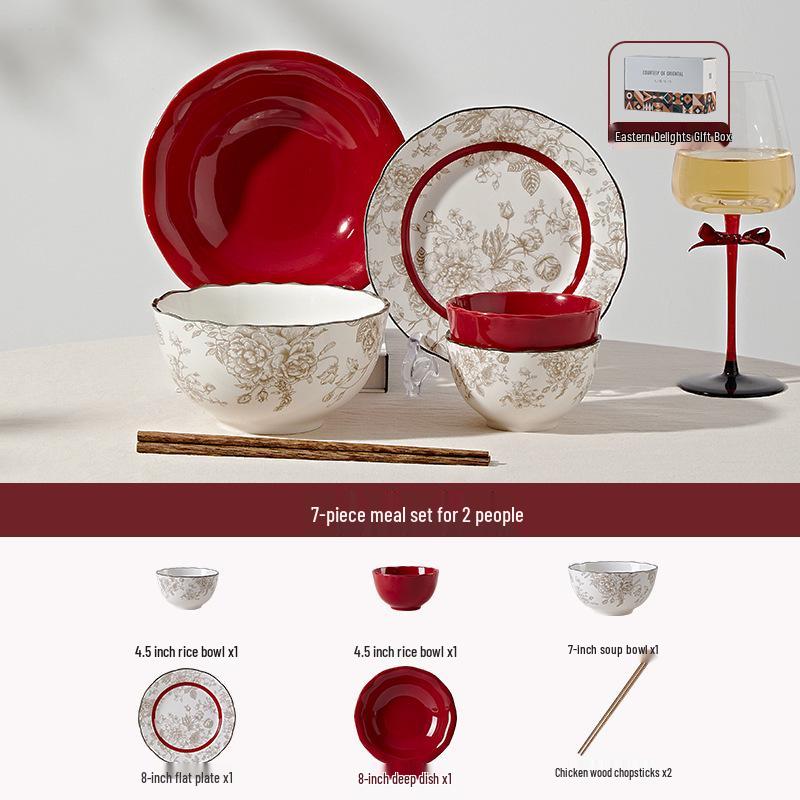 

Керамический набор посуды 2025: Идеально для помолвок, свадеб, новоселий; Включает миски для риса, супа и лапши. Under-Glaze Color*Perfect for Gifts