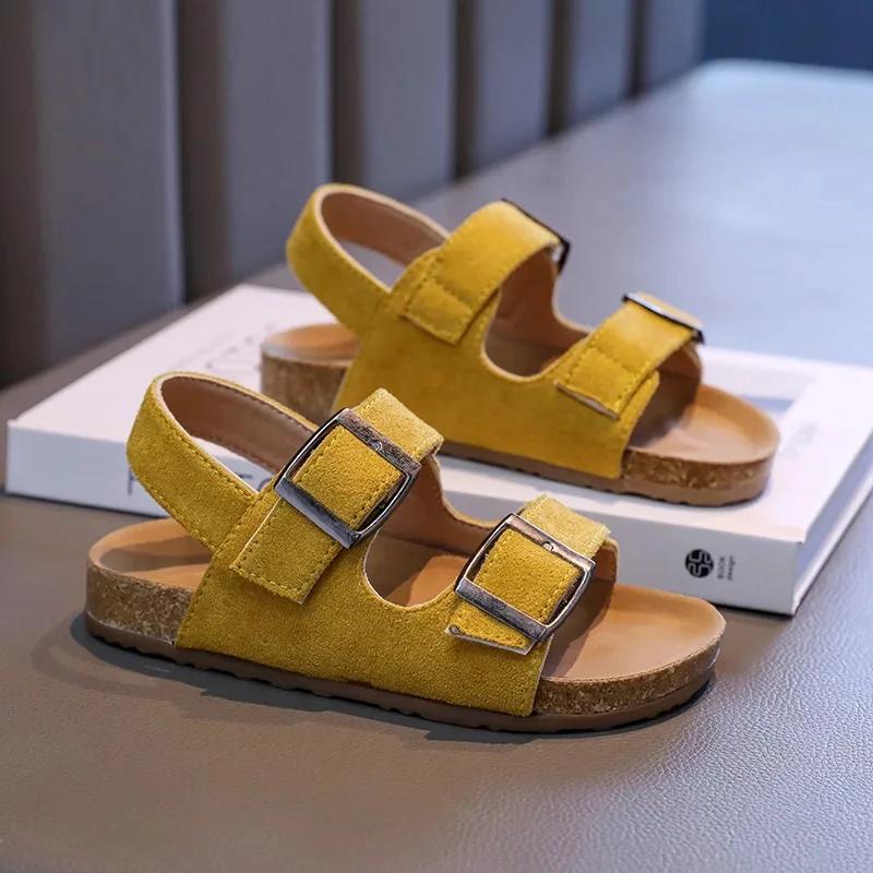 

Children s Sandals Girls Soft Bottom Beach Princess Shoes Fashionable New Summer Slippers Rubber Sole Kids Footwear size36inner22cm жовтий