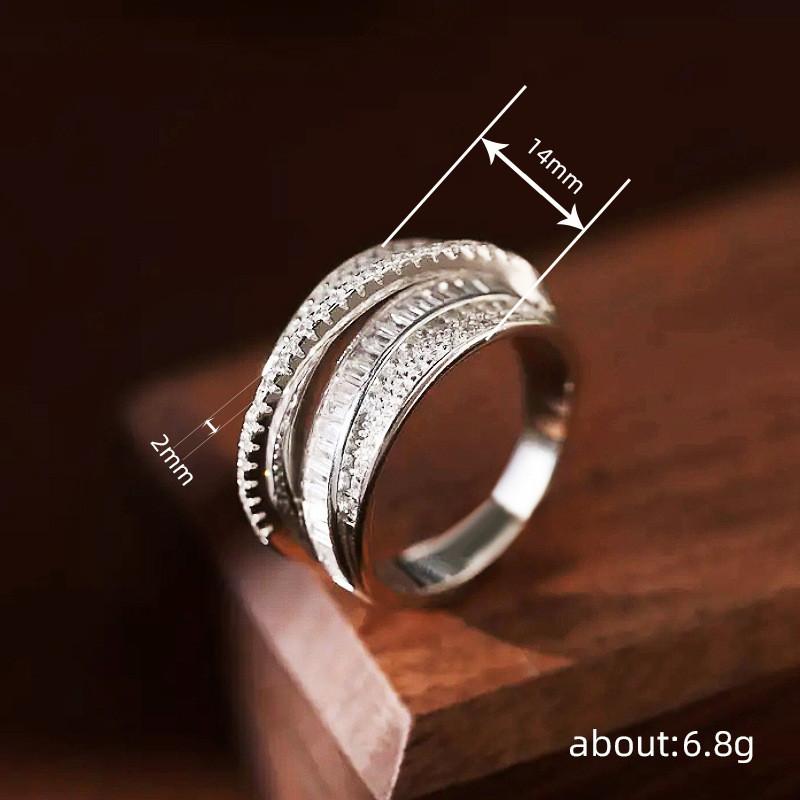 925 Sterling Silver Women Wedding Rings Fashion Cross Design Full Bling Iced Out Cubic Zirconia Rings Luxury Engagement Jewelry