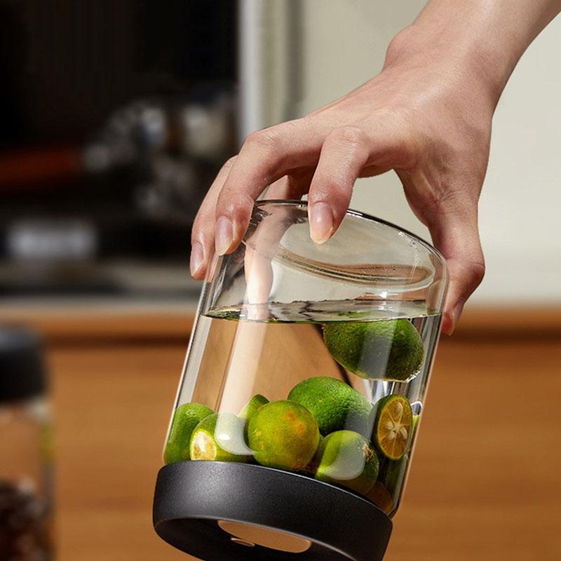 Coffee Bean Storage Kitchen Mini Glass Bottles Manual Vacuum Pumping Moisture-proof Transparent Vacuum Seal Container Jars Home