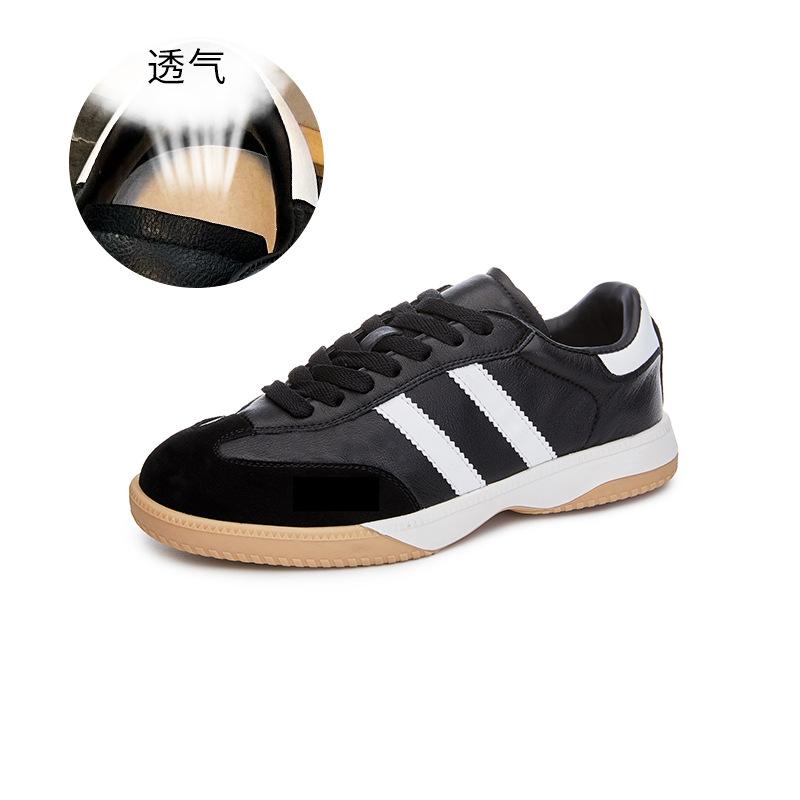 

Первый слой из коровьей кожи, немецкие кроссовки для женщин, весна 2025, новые туфли Forrest Gump на толстой подошве, повседневные маленькие белые туфли для женщин, универсальные 35 чёрный