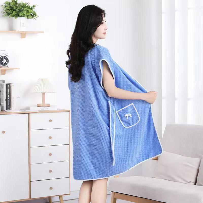 

Thickened Absorbent Coral Fleece Bath Skirt Can Be Worn Bath Towel Adult Household Bathrobe One size