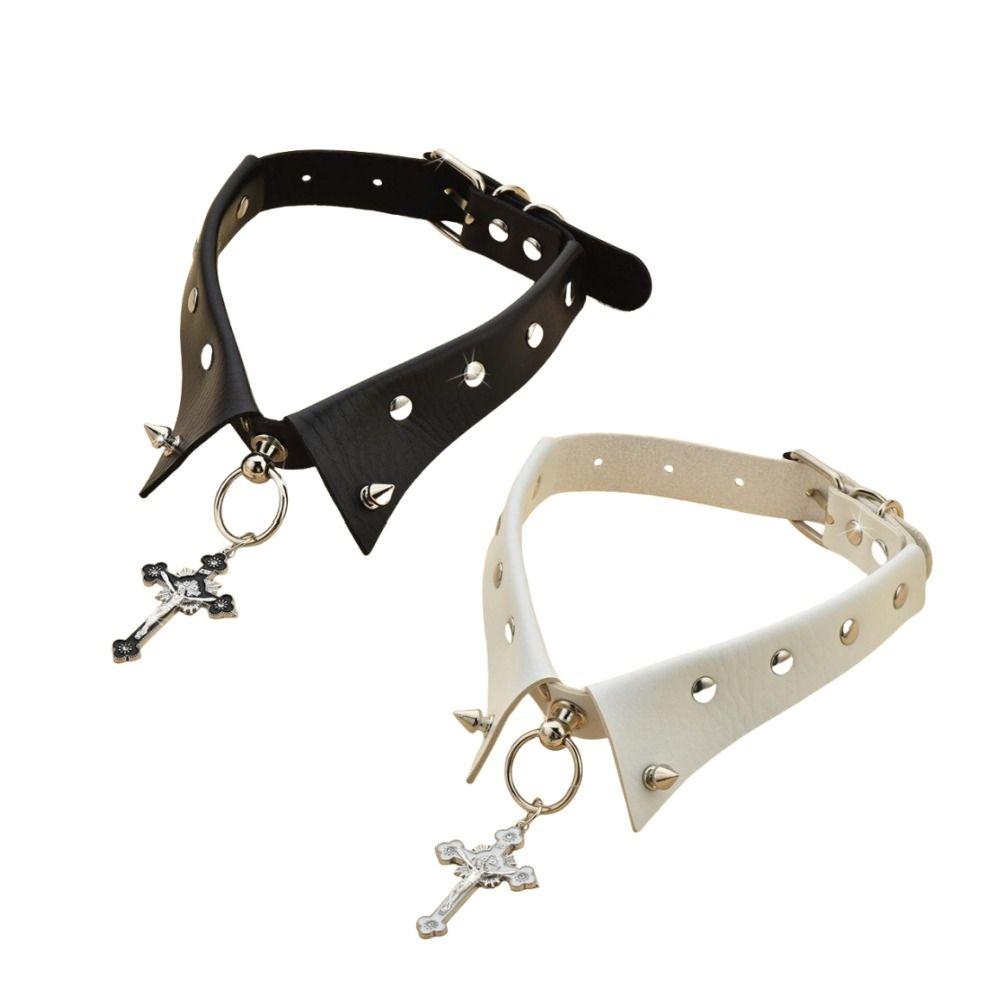 Studded Rivet Choker Gothic Fake Collar Necklace Unique Punk Choker  Streetwear