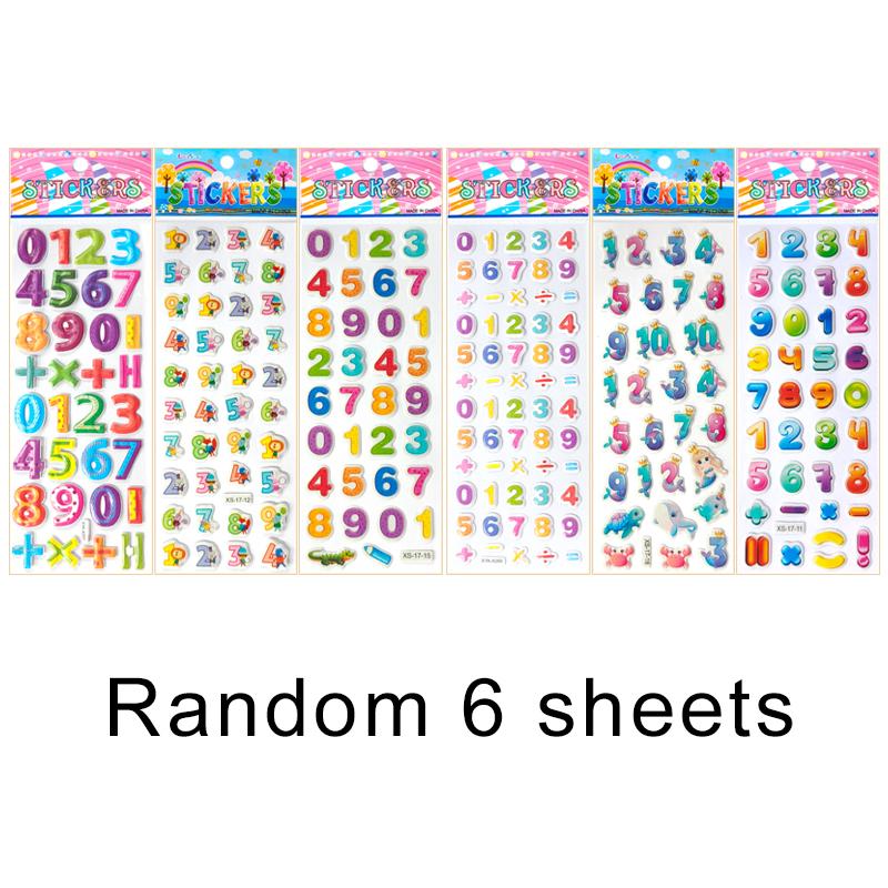 6/12 Sheets Letters Number 3D Puffy Stickers English Alphabet Birthday Festival Gift for Adult Boy Girl Scrapbook Decoration ZYF