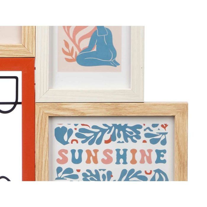 Cadre photo multicolore - Gift Decor - 411408H - Métal - Bois MDF - 6 pièces - 44.5x44.5 cm