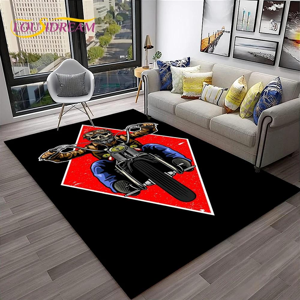 Vintage Motorcycle Retro Carpet Rug for Home Living Room Bedroom Playroom Sofa Doormat Decor,Kid Area Rug Non-slip Floor Mat
