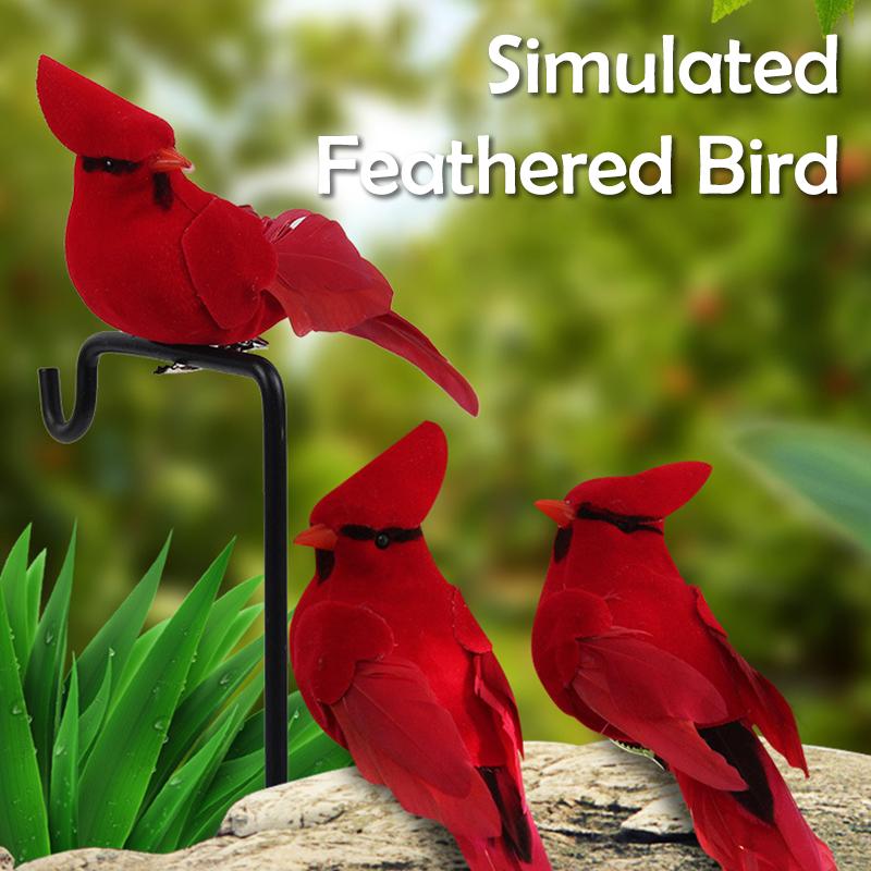 Red Bird Feather Velvet Art Fake Bird Feather Bird Artificial Imitation Ornaments DIY Party
