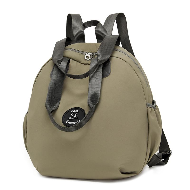 Women's Backpack Round Bag Large Capacity Travel Bag Solid Color Student Schoolbag