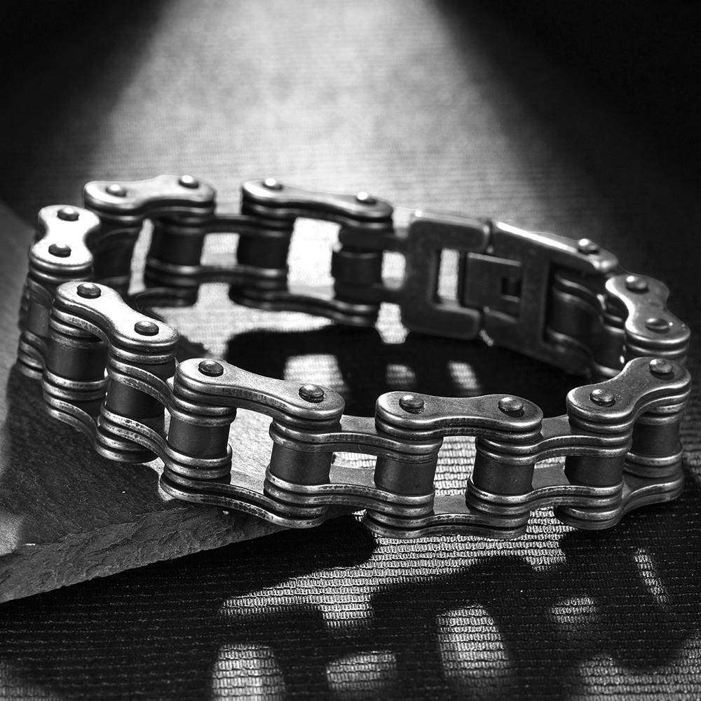 Men's Bicycle Chain Bracelet 16MM Wide Vintage Rock Motorcycle Wristband Man Punk Stainless Steel Biker Gothic Jewelry Accessory