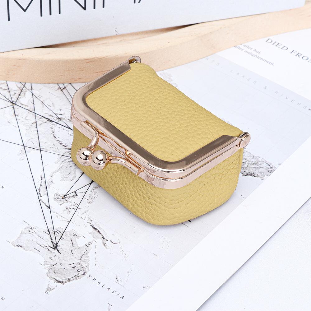 Mini Genuine Leather Kiss-Lock Jewelry Bag - Cowhide Earring, Necklace, and Ring Accessory Box for Women