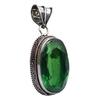 Green Quartz Hydro Gemstone Antique Silver Plated Pendant 2" J 2122