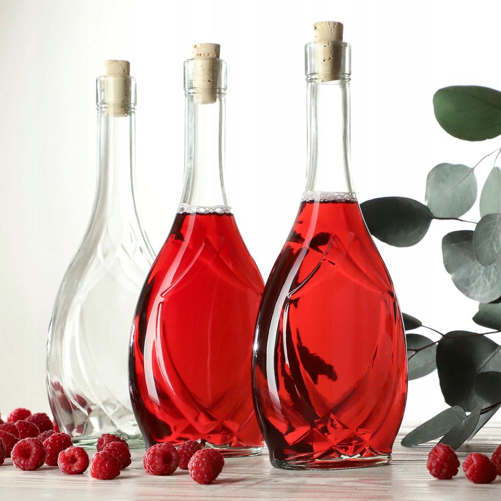 KADAX Glasflasche für Wein 500ml mit Korken Olivenöl Essig Schnaps Alkohol Likör