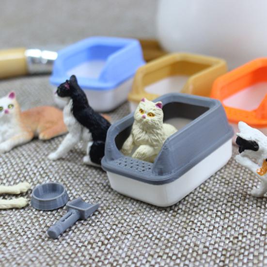 3Pcs Mini Cat Litter Box Set for 1:12/1:6 Doll Houses Handcrafted Food Bowl Tiny Scoop Miniature Scene Model Doll Home Decoration Toy